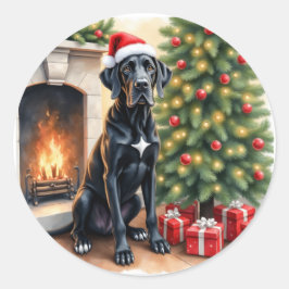 Prachtige Great Dane Kerstmis Ronde Sticker