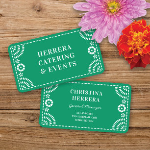 Prachtige Green Papel Picado Lijst Catering Visitekaartje