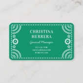 Prachtige  Green Papel Picado Lijst Catering Visitekaartje (Achterkant)