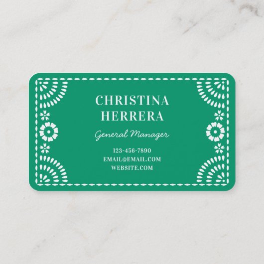 Prachtige  Green Papel Picado Lijst Catering Visitekaartje (Achterkant)