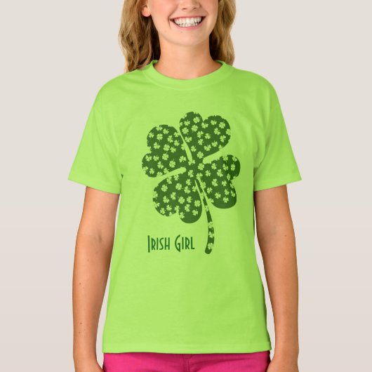 Prachtige Green Shamrock Irish Girl T-shirt (Voorkant)