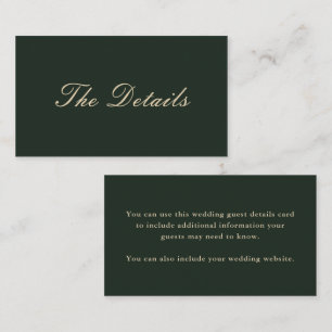 Prachtige Green Wedding Guest Details Informatiekaartje