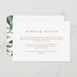 Prachtige Greenery Wedding Guest Details Informatiekaartje