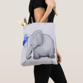 Prachtige grijze Baby olifant met blauwe ballonnen Tote Bag (Dichtbij)