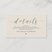 Prachtige grijze crème, details van de bruiloft we informatiekaartje (Voorkant)