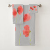 Prachtige grijze en rode badset bad handdoek (Insitu)