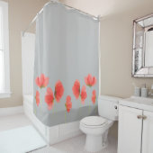 Prachtige grijze en rode florale douchergordijn douchegordijn (In situ)