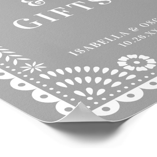 Prachtige grijze papel Picado Weddenschappen Poster (Hoek)