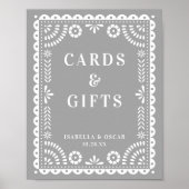 Prachtige grijze papel Picado Weddenschappen Poster (Voorkant)