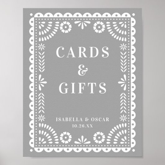 Prachtige grijze papel Picado Weddenschappen Poster (Voorkant)