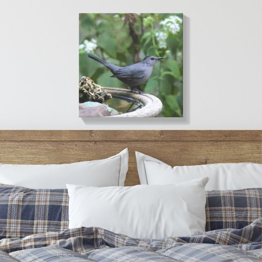 Prachtige grijze vangerpanelen canvas afdruk (Insitu (Slaapkamer))