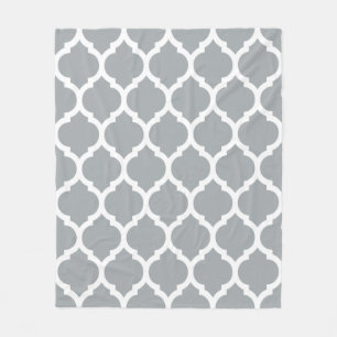 Prachtige grijze witte Marokkaanse Quatrefoil Patt Fleece Deken