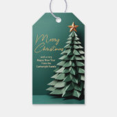 Prachtige Groen Goud Custom Christmas Party Tree Cadeaulabel (Voorkant)