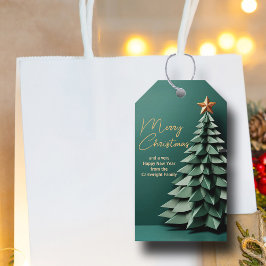 Prachtige Groen Goud Custom Christmas Party Tree Cadeaulabel