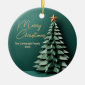 Prachtige Groen Goud Custom Christmas Party Tree Keramisch Ornament (Voorkant)