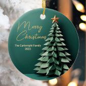 Prachtige Groen Goud Custom Christmas Party Tree Keramisch Ornament