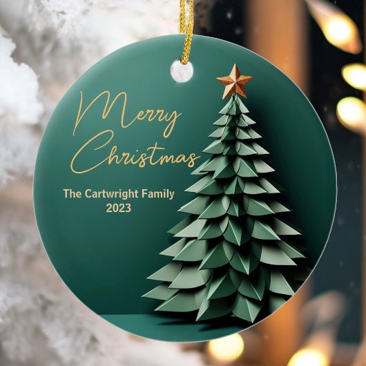 Prachtige Groen Goud Custom Christmas Party Tree Keramisch Ornament