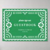 Prachtige Groen Papel Picado Wedding Guestbook Poster (Voorkant)