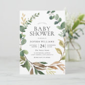 Prachtige Groene Blaves Wreated Baby shower Kaart (Staand voorkant)