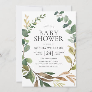 Prachtige Groene Blaves Wreated Baby shower Kaart