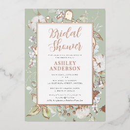 Prachtige groene Botanische Vrijgezellenfeest Roos Folie Uitnodiging