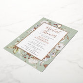 Prachtige groene Botanische Vrijgezellenfeest Roos Folie Uitnodiging (Gedraaid)