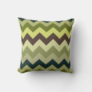 Prachtige groene en bruine Chevron Pattern Kussen