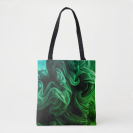 Prachtige groene en donkergroene kronkels op deze tote bag