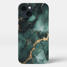 Prachtige groene en gouden alcohol inkt telefoonho iPhone 13 hoesje