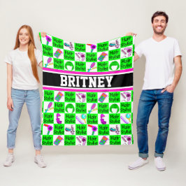 PRACHTIGE GROENE HAAR STYLISY FLEECE DEKEN