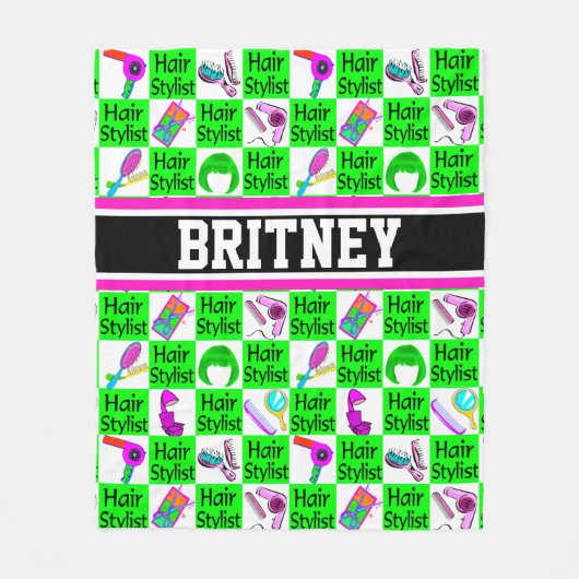 PRACHTIGE GROENE HAAR STYLISY FLEECE DEKEN (Voorkant)