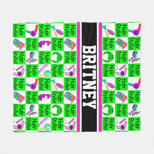 PRACHTIGE GROENE HAAR STYLISY FLEECE DEKEN (Voorkant (Horizontaal))