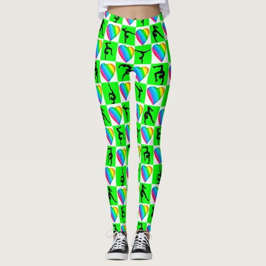PRACHTIGE GROENE LIEFDE HART GYMNASTIEK LEGGINGS (Voorkant)