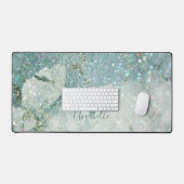 Prachtige Groene Marmer en Glitter Monogrammed Bureaumat (Keyboard & Muis)