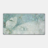 Prachtige Groene Marmer en Glitter Monogrammed Bureaumat (Voorkant)