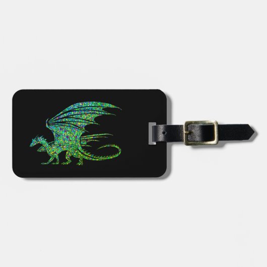 Prachtige Groene Mozaïek Draak Bagagelabel (Voorkant horizontaal)