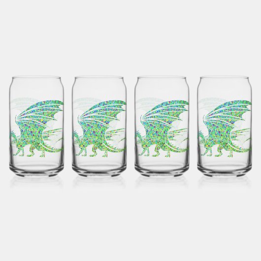 Prachtige Groene Mozaïek Draak Blikvorm Glas (Voorkant)