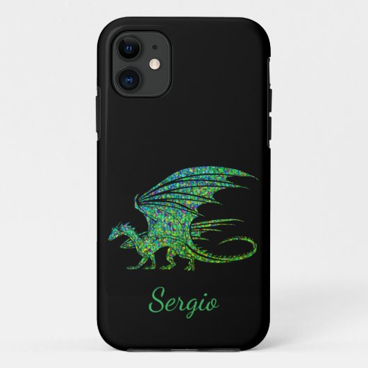 Prachtige Groene Mozaïek Draak Case-Mate iPhone Case (Achterkant)