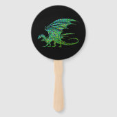 Prachtige Groene Mozaïek Draak Handwaaier (Voorkant)
