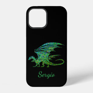 Prachtige Groene Mozaïek Draak iPhone 12 Hoesje