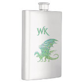 Prachtige Groene Mozaïek Draak Monogram Flacon (Rechts)