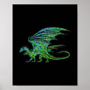 Prachtige Groene Mozaïek Draak Poster