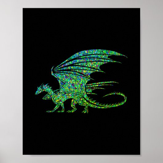 Prachtige Groene Mozaïek Draak  Poster (Voorkant)
