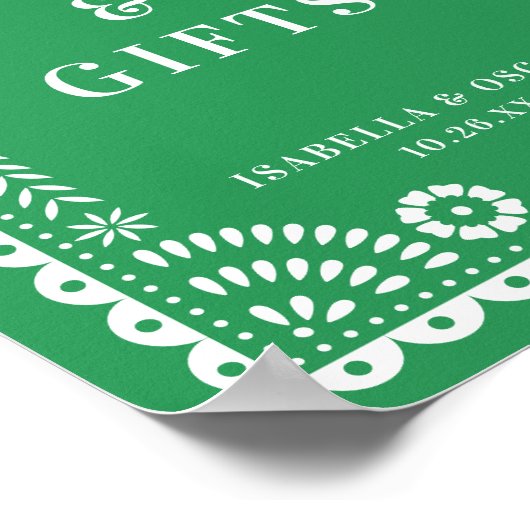 Prachtige Groene Papel Picado Weddenschap Poster (Hoek)