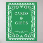 Prachtige Groene Papel Picado Weddenschap Poster (Voorkant)