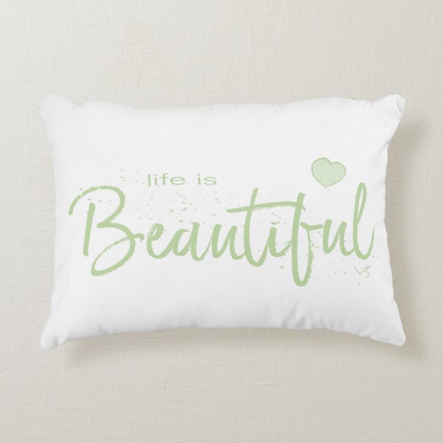 Prachtige groene tekst voor het leven decoratief kussen (Voorkant)