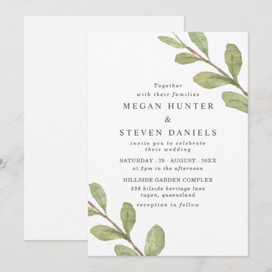 Prachtige groene Waterverf met leder Kaart (Voorkant / Achterkant)