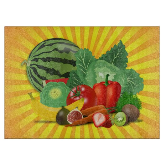 Prachtige groenten en zon snijplank (Voorkant)