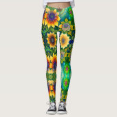 Prachtige, grote, heldere zonnebloem leggings (Voorkant)