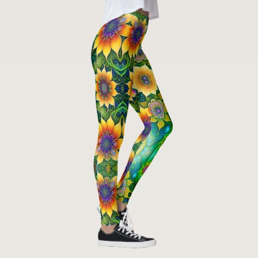 Prachtige, grote, heldere zonnebloem leggings (Rechts)